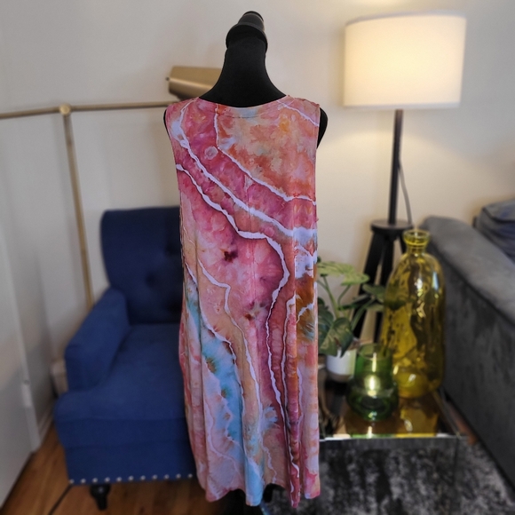 Pastel Geode Tie Dye Sleeveless Elegant Multicolor Dress Super Soft Size XXL - Picture 6 of 8